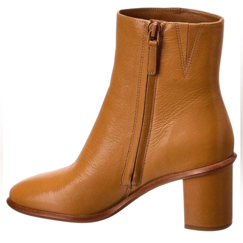 <<Tory Burch Brooke Stamped Heel Leather Carmel Booties – Sz 9.5M